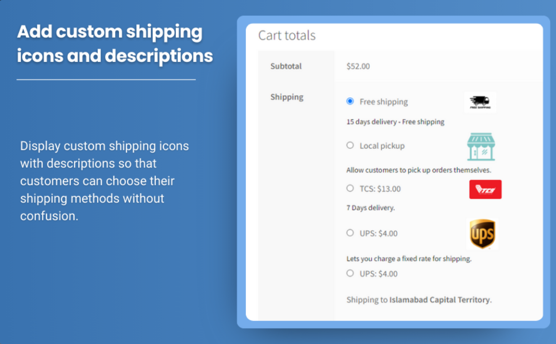WooCommerce Checkout with Custom Shipping Icons