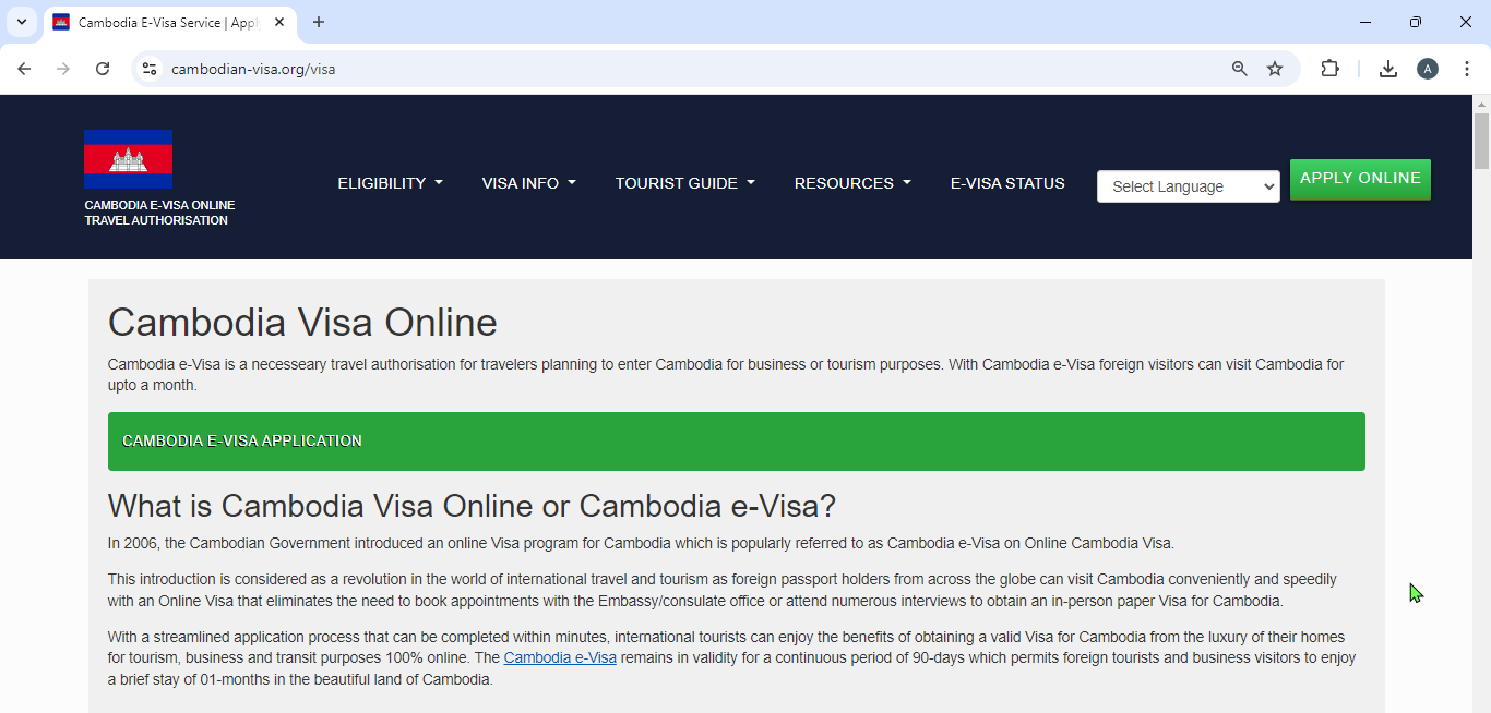 FOR SWEDISH CITIZENS -CAMBODIA Easy and Simple Cambodian Vis