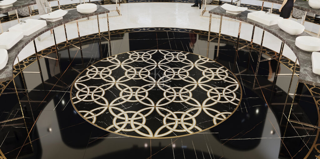 Black - Golden Marble Inlay Flooring