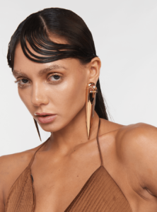 gold plated long earrings from outhouse jewellery