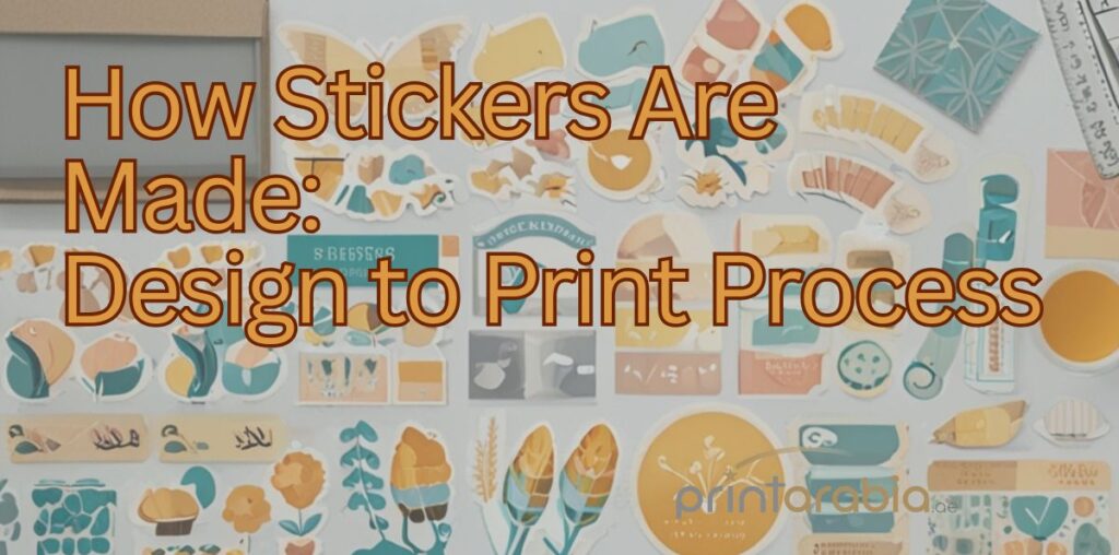 A set of sticker material samples arranged on a flat surface