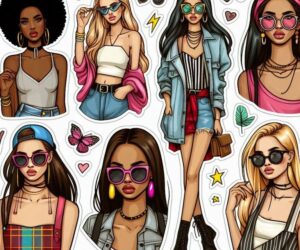 Icon Fashionista Stickers: Elevate Your Style with Bold, Trendy Designs